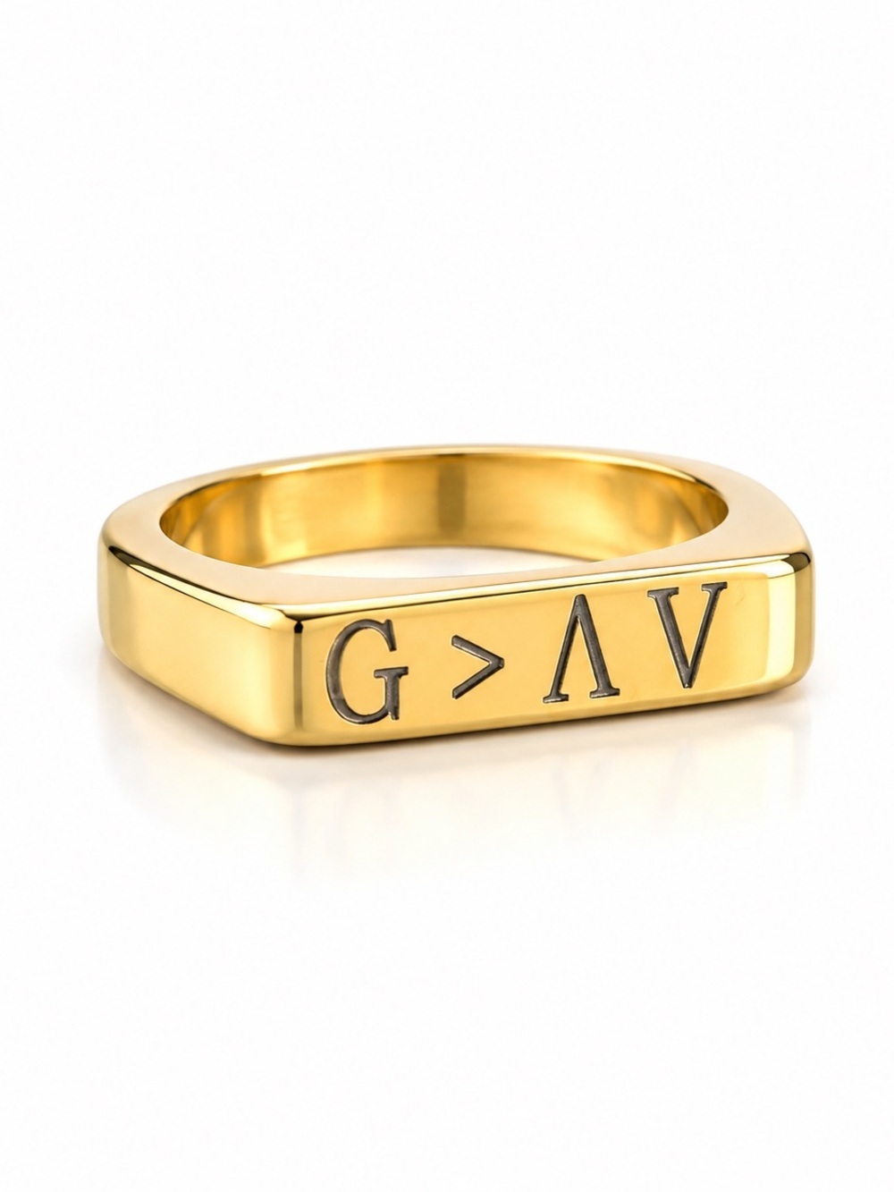 Gold Tone Engraved Band Ring Size 7 • God is Greater Than the Highs and Lows
